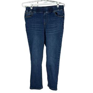 Pull On Stretch Denim Womens Skinny Jeans Elastic Waist Blue Size XL